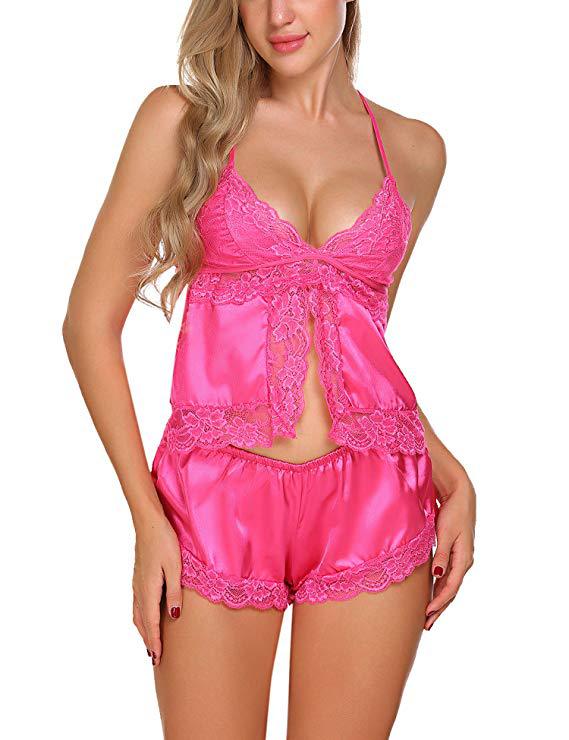 Lace Satin Pajama Set