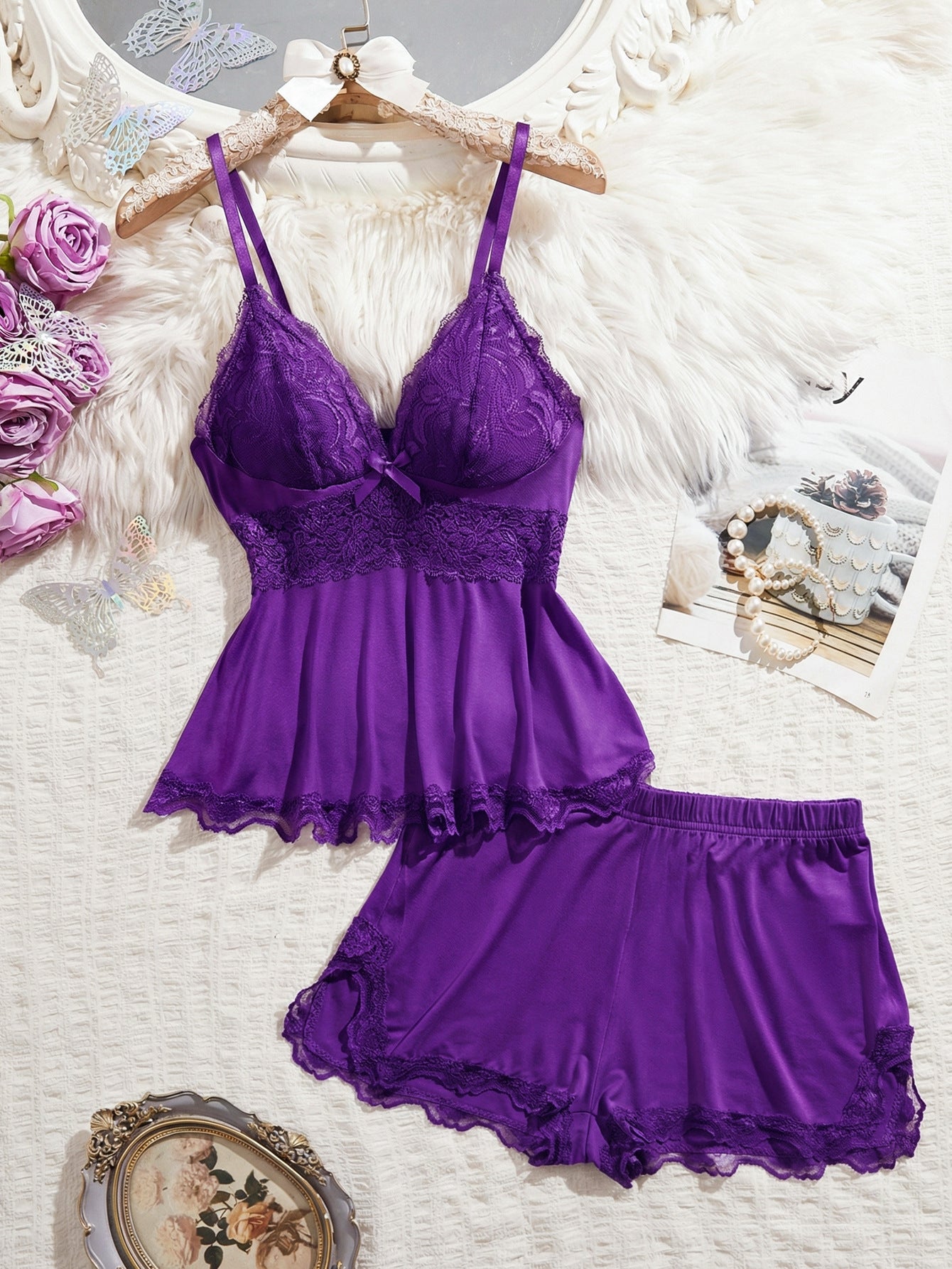 3-Piece Lace Pajama Set – Soft &amp; Elegant