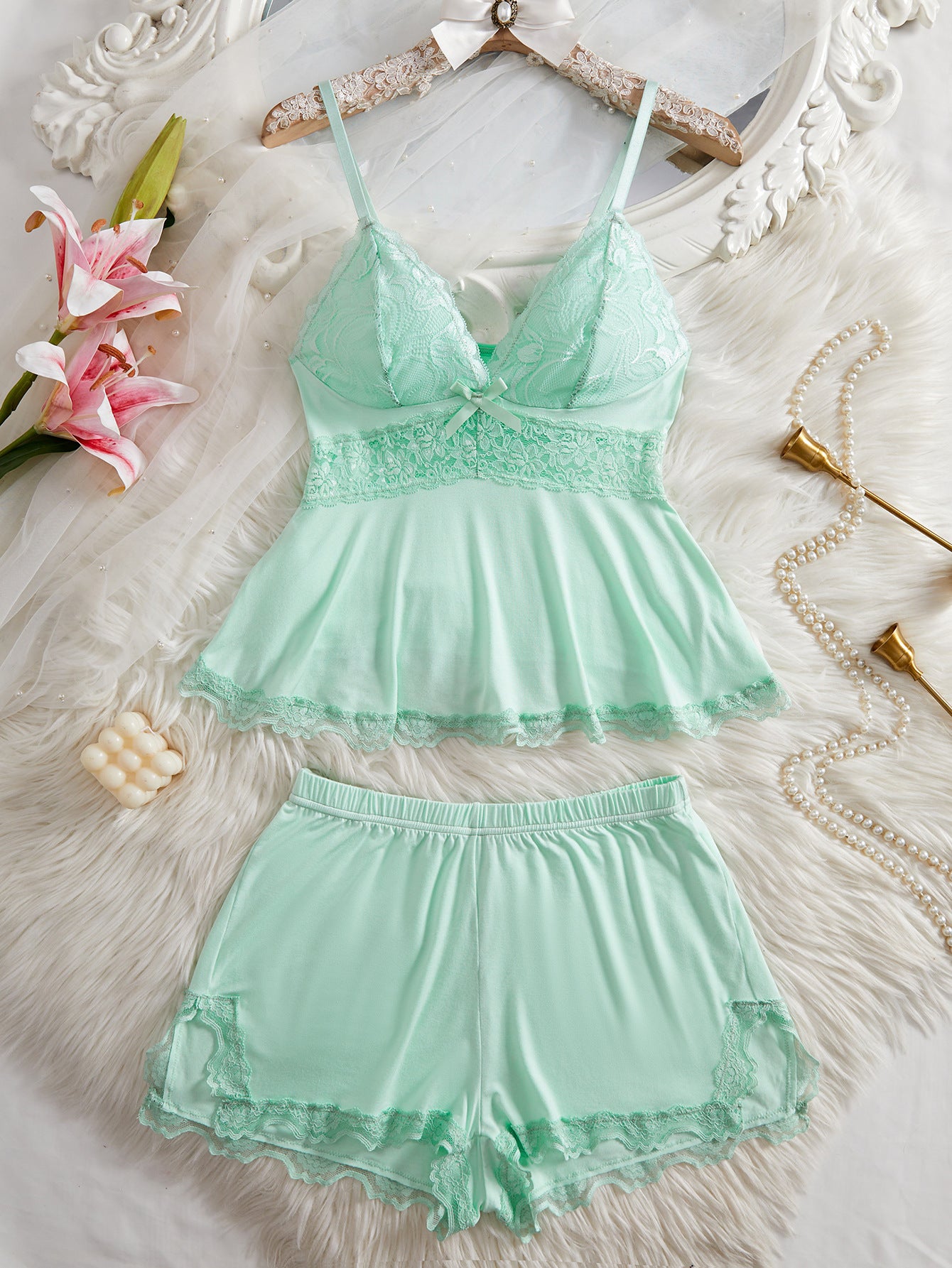 3-Piece Lace Pajama Set – Soft &amp; Elegant
